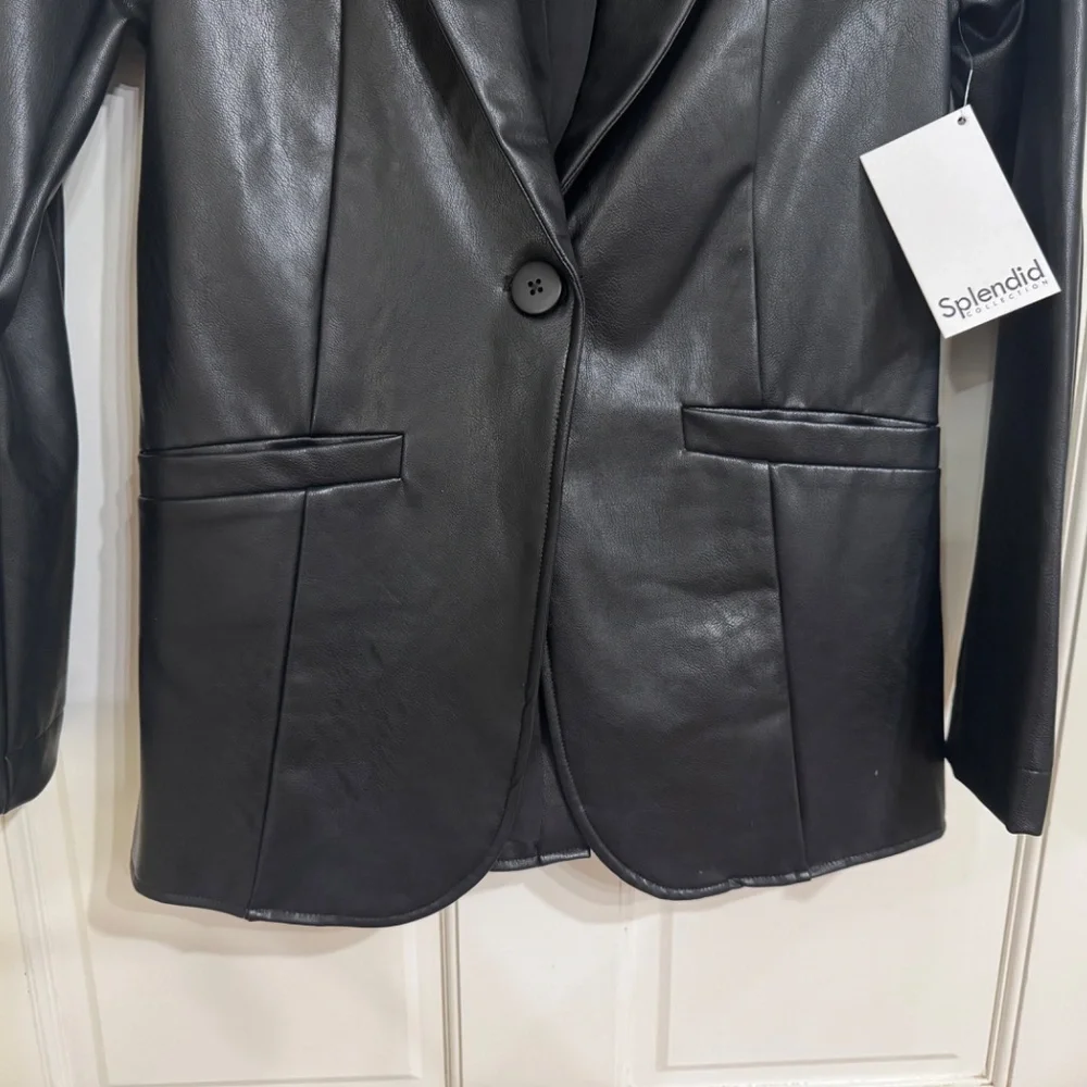 SALE NEW with Tags Splendid Black Leather Classic Jacket sz S - Picture 4 of 6
